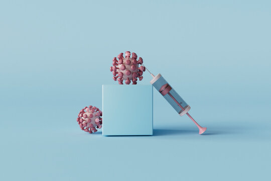 3D Render of Vaccine and Virus Representation
