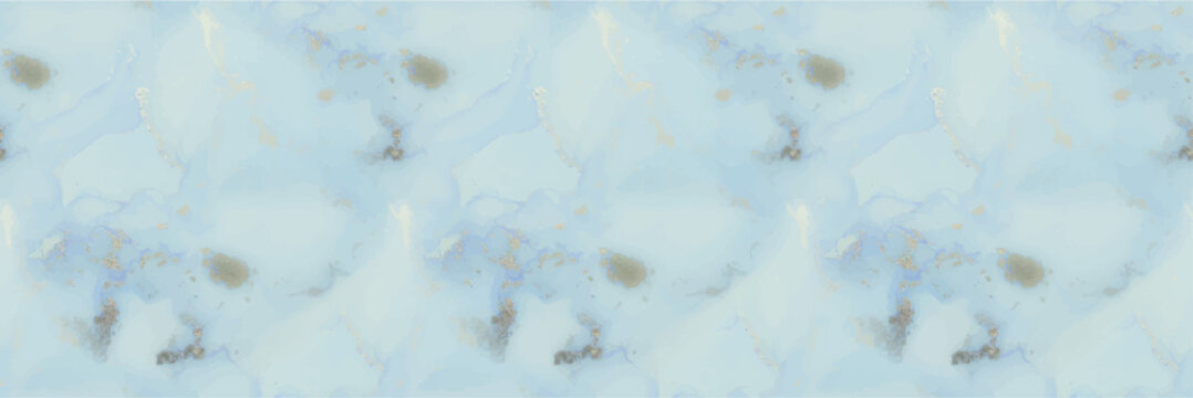 Vector Ink Marble. Foil Marble Watercolor. Modern Abstract Art Template. Gold Sea Paint. Light Elegant Watercolor. Blue Gradient Background. Metal Luxury Texture. Alcohol Ink Marble. Luxury Watercolor
