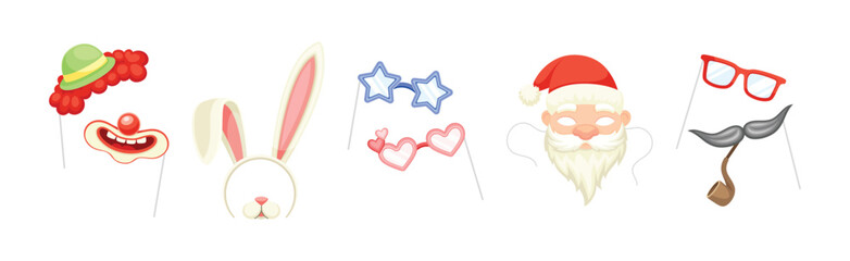 Carnival Mask and Head Accessory for Festive Party Celebration Vector Set