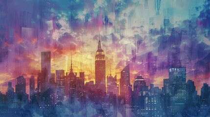 City Skyline at Dusk: An Artistic Interpretation