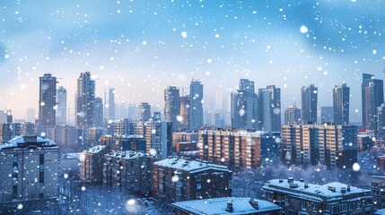City Skyline in Winter Wonderland
