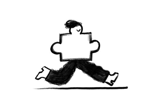 Running jigsaw puzzle man 