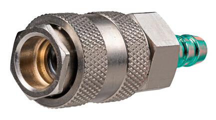 Hydraulic fitting on isolated background.