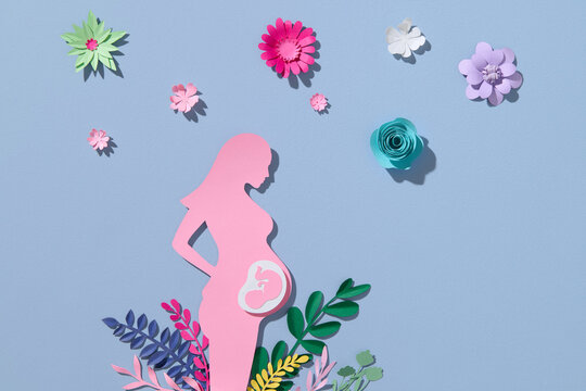 Paper cut style. Baby in the womb