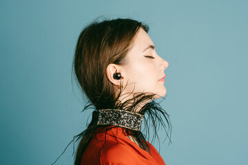 A Woman is listening to Music