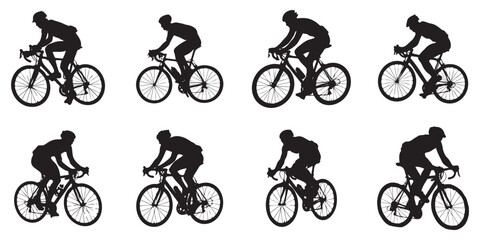 Obraz premium Set Cyclist Silhouettes isolated on white background