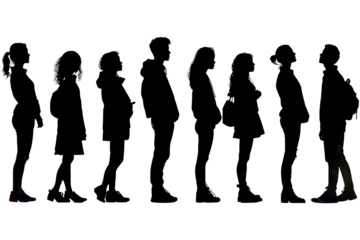 silhouette group of people isolated on transparent background - design element PNG cutout collection