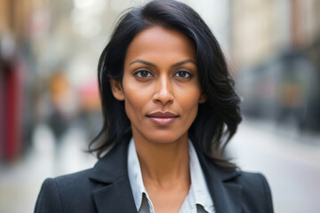 Naklejka premium Beautiful Diverse Businesswoman in Urban Setting