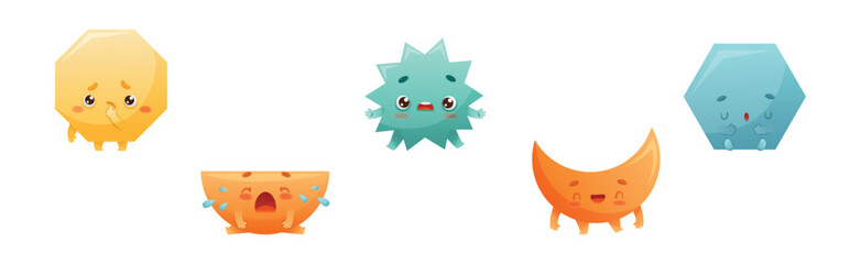 Geometric Shape Character with Different Face Expression and Emotion Vector Set