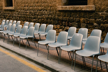 empty chairs in holy week procession 