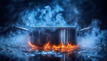 Pot Ignited, Emitting Blue Smoke