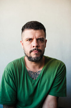 Angry, worried latino man portrait 