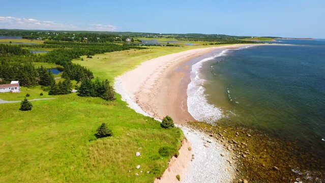 Drone footage of the Atlantic Ocean waves on Conrad's Beach in Lawrencetown, Nova Scotia, Canada