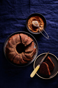 Chocolate Pumpkin Spice Bundt Cake Flatlay