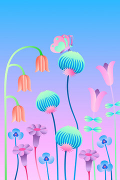 Abstract colorful spring flowers background