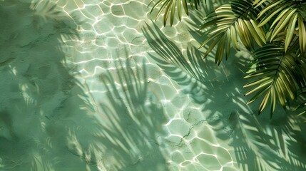 Palm Leaves and Shadows Over Pool