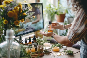Fototapeta premium Interactive Live Stream Tutorial: Skincare Ingredient Mixing for DIY Products