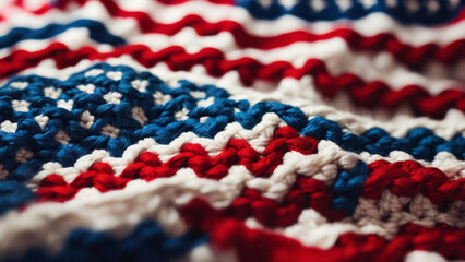 Nationalistic Background of American Flag in Knitted Art