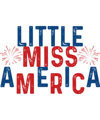 Little Miss America Lettering Design for American Independence Day. SVG