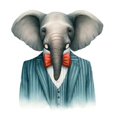 Elephant In Striped Suit With Bow Tie