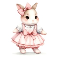 Obraz premium Bunny In Pink Dress With Bow