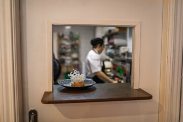 elegant dish in a restaurant kitchen