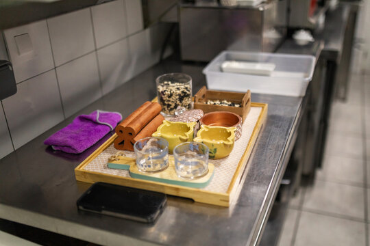 exquisite food prepared by a chef in a restaurant kitchen