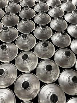 Empty aluminum Container cans on Assembly Line 