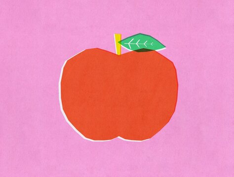 Retro red Apple illustration. Healthy food