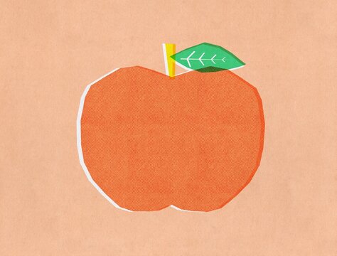 Retro Apple illustration on peach color 