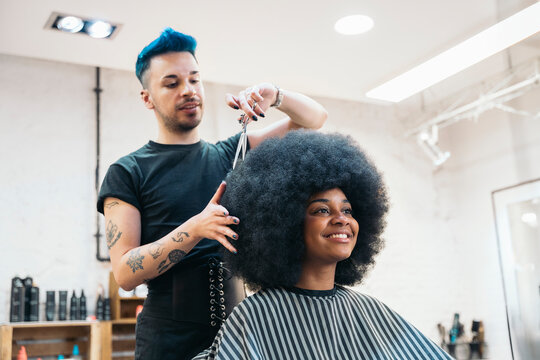 Hairdresser and client at the Salon