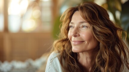 Fototapeta premium A Radiant Woman's Contented Smile