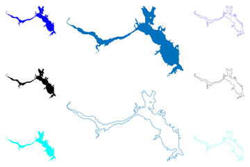 Lake Abiquiu Reservoir (United States of America, North America, us, usa, New Mexico) map vector illustration, scribble sketch Abiquiu Dam map