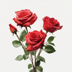 AI generated illustration of red roses on a white background