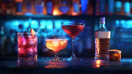 Elegant Cocktails at Neon Bar