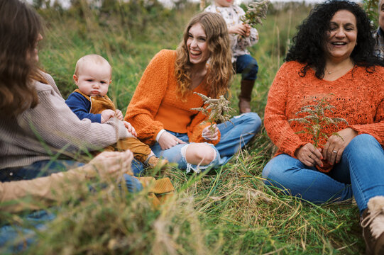 happy big family together