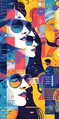 Obraz premium Abstract depiction of millennial people in a hyperconnected world.