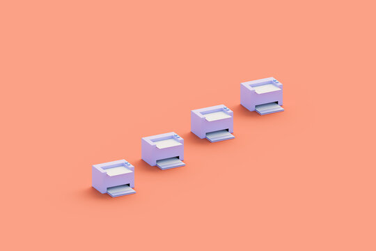 Printers in repetition composition. Technology pattern.