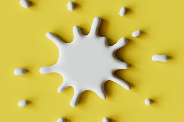 stylized White Splash on Yellow Background