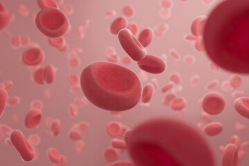 3D Render of Human Blood Cells Close-up
