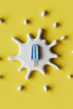 Blue Popsicle with Splatter Effect on Yellow