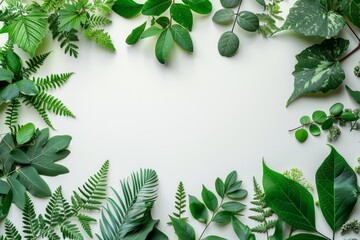 Cluster of Green Leaves on White Background