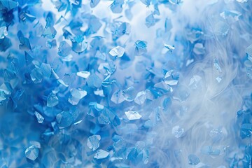 Abstract blue confetti boke smoke background.