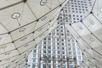 A minimalistic facade of an office building.