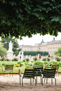 Chairs in park in Paris.