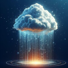 Cloud with cloudburst rain 3d illustration Generative AI