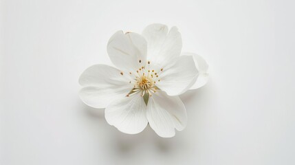 delicate white flower blossom isolated on a pure white background a minimalist floral portrait