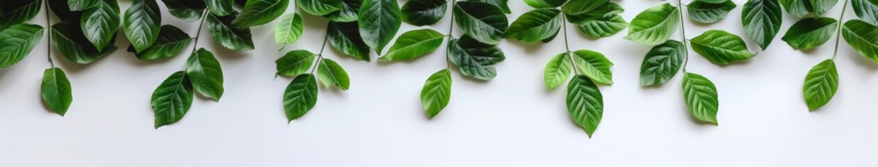 Fototapeta premium Group of Green Leaves Hanging From Side of Wall
