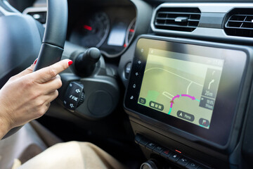 Hand Using Car's Navigation System