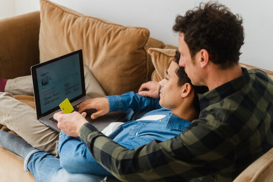 Gay Couple Shopping Online